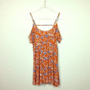 BNWT! FOREVER 21 Orange & Blue Floral Dress Sz S